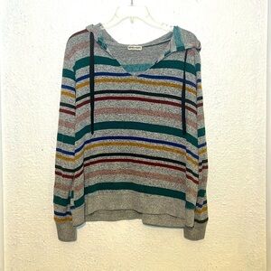 Inspired Hearts gray striped pullover, hooded sweater, size 1X